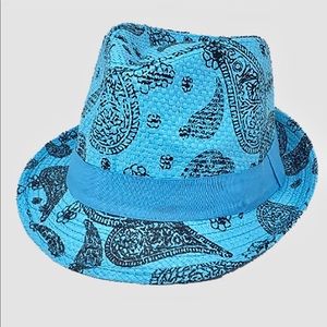 Cecily Summer Straw Fedora-Paisley Blue